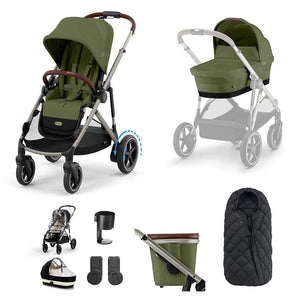 CYBEX e-Gazelle S Essential Pushchair Bundle-Stroller Bundles-Moon Black-No Footmuff | Natural Baby Shower