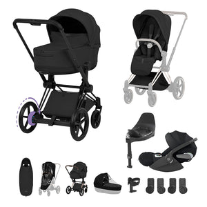 Cybex e-Priam Ultimate Accessory Bundle - Style Collection-Travel Systems-Sepia Black-Matt Black | Natural Baby Shower