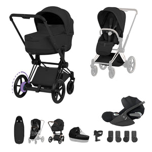 Cybex e-Priam Ultimate Accessory Bundle - Style Collection-Travel Systems-Sepia Black-Matt Black | Natural Baby Shower