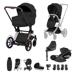 Cybex e-Priam Ultimate Accessory Bundle - Style Collection-Travel Systems-Sepia Black-Rose Gold | Natural Baby Shower