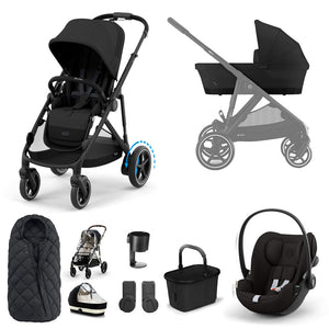 CYBEX e-Gazelle S + Cloud G Travel System-Travel Systems-Moon Black-No Base | Natural Baby Shower