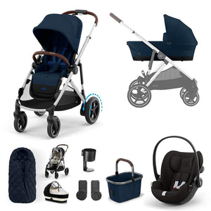 CYBEX e-Gazelle S + Cloud G Travel System-Travel Systems-Ocean Blue-No Base | Natural Baby Shower