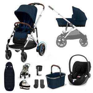 CYBEX e-Gazelle S Pushchair + Cloud T Travel System - Ocean Blue-Travel Systems-Ocean Blue-No Base | Natural Baby Shower
