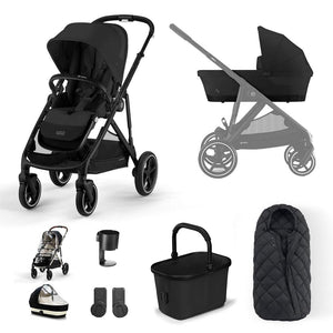CYBEX Gazelle S Essential Bundle - Moon Black-Stroller Bundles-Moon Black-CYBEX SNOGGA Footmuff | Natural Baby Shower