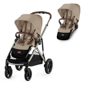 CYBEX Gazelle S Twin Pushchair - Almond Beige-Strollers-Almond Beige-Without Carrycot | Natural Baby Shower