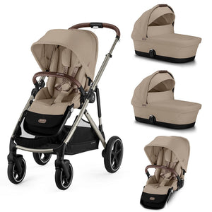 CYBEX Gazelle S Twin Pushchair - Almond Beige-Strollers-Almond Beige-2x Carrycot | Natural Baby Shower