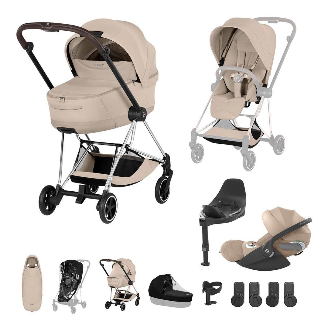 Cybex Mios Ultimate Accessory Bundle - Style Collection-Travel Systems-Cozy Beige-Chrome Brown | Natural Baby Shower