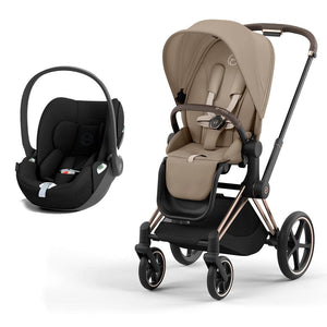 CYBEX Priam Cloud T Travel System - Cozy Beige-Travel Systems-Rose Gold-None | Natural Baby Shower