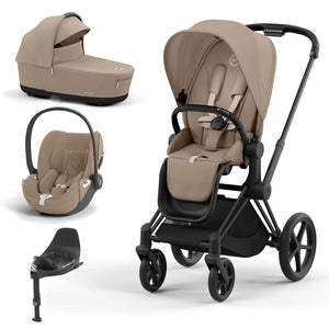 CYBEX Priam Cloud T Travel System - Cozy Beige-Travel Systems-Matt Black-Lux | Natural Baby Shower