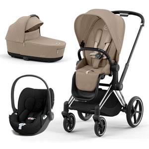 CYBEX Priam Cloud T Travel System - Cozy Beige-Travel Systems-Chrome Black-Lux | Natural Baby Shower