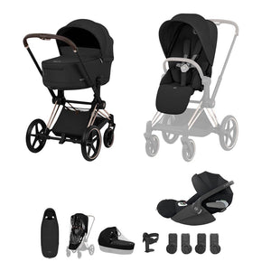 Cybex Priam Ultimate Accessory Bundle - Comfort Collection-Travel Systems-Sepia Black/Rose Gold-Without Base | Natural Baby Shower