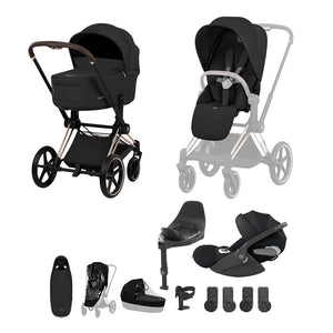 Cybex Priam Ultimate Accessory Bundle - Comfort Collection-Travel Systems-Sepia Black/Rose Gold-With Base | Natural Baby Shower