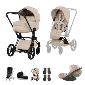 Cybex Priam Ultimate Bundle - Style Collection-Travel Systems-Cozy Beige-Matt Black | Natural Baby Shower