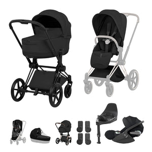 Cybex Priam Ultimate Bundle - Style Collection-Travel Systems-Sepia Black-Matt Black | Natural Baby Shower