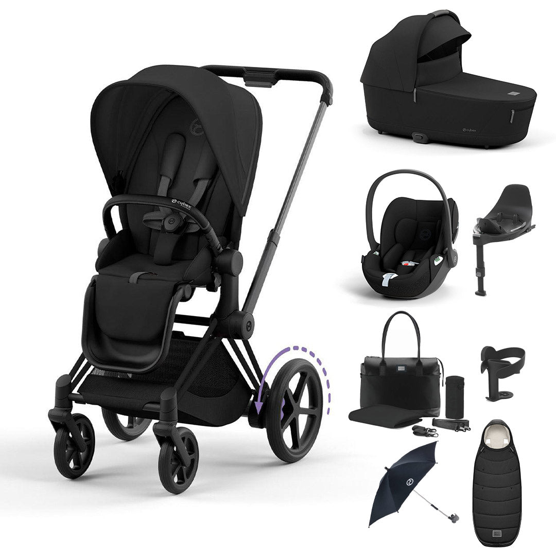 CYBEX e-Priam Ultimate Bundle-Travel Systems-Sepia Black-Matt Black | Natural Baby Shower