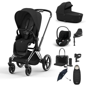 CYBEX Priam Ultimate Bundle-Travel Systems-Sepia Black-Chrome Black | Natural Baby Shower