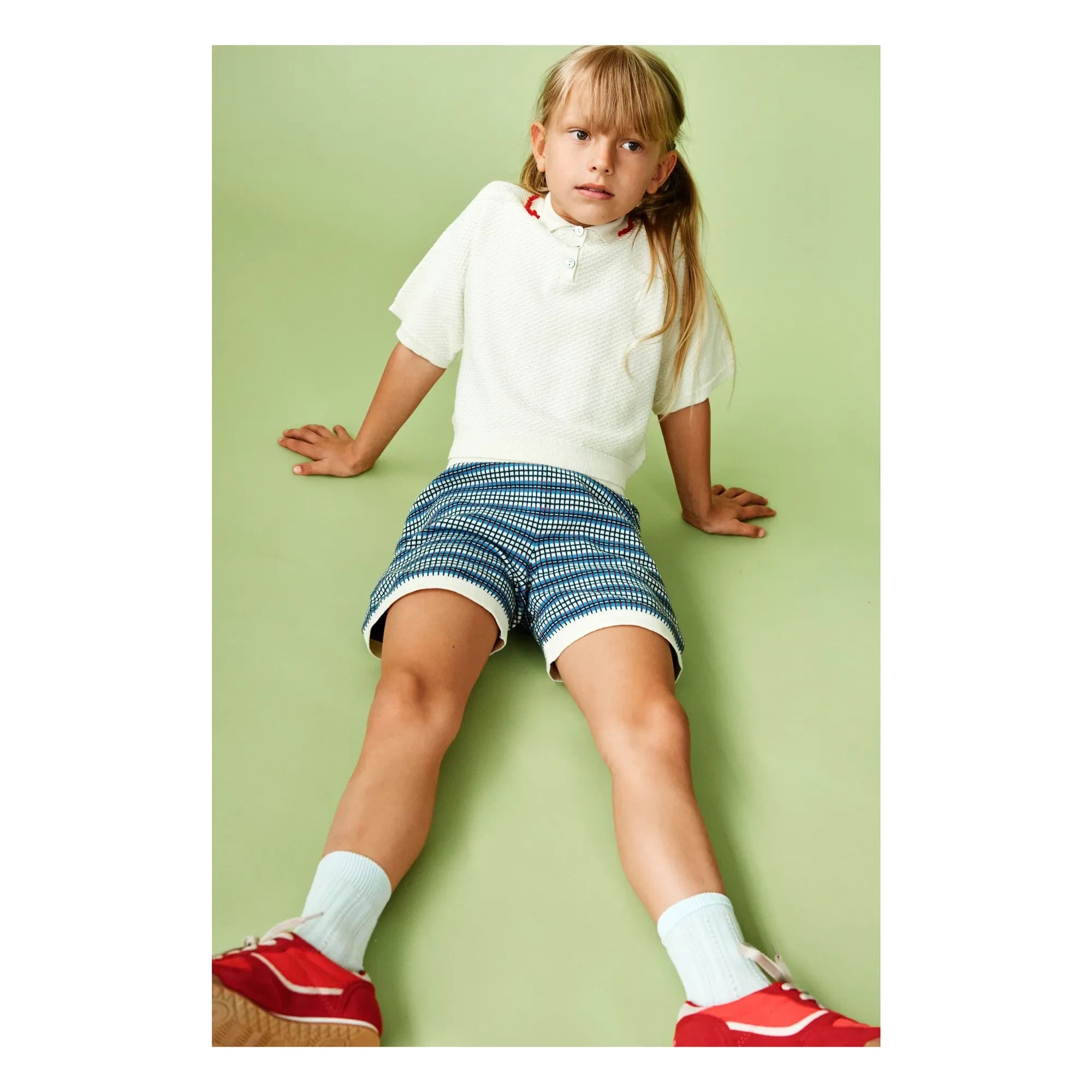 FUB - Organic Cotton Fine Knit Check Shorts | Ecru