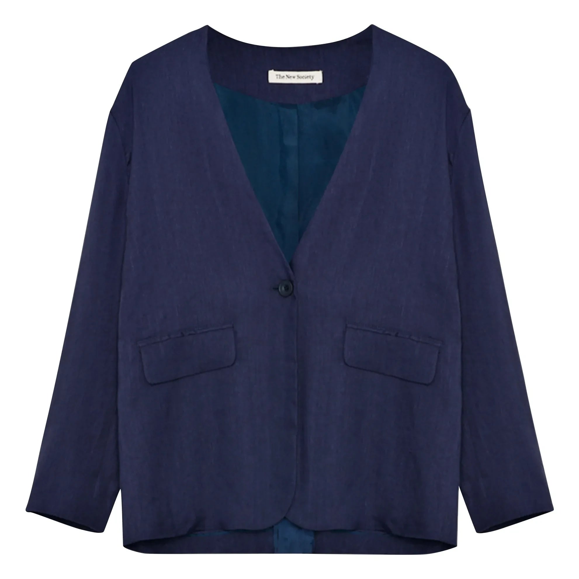the new society - Blazer Luz Leinen | Nachtblau