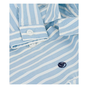 Petit Bateau - Organic Cotton Poplin Logo Striped Shirt | Blue