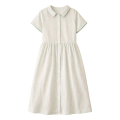 Lililotte - Gestreiftes rosa Midikleid Bio-Baumwolle | Mintgrün