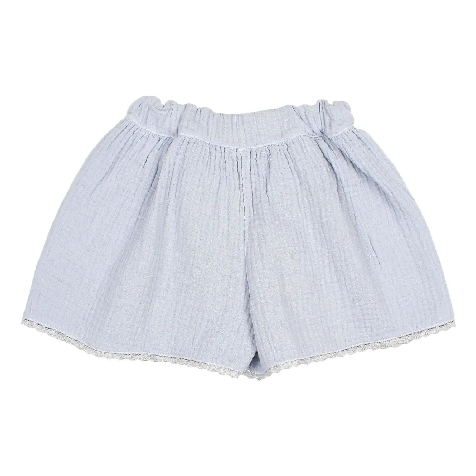 Búho - Cotton Gingham Ruffled Shorts | Light Blue