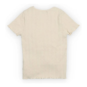 the new society - Romero organik pamuklu nervürlü T-shirt | Ecru