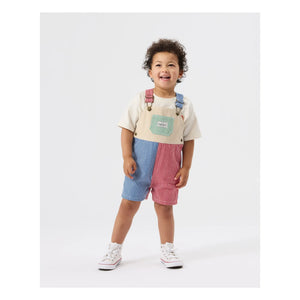 Goldie + Ace - Striped Patchwork Short Jumpsuit | Red