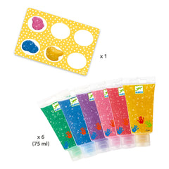 Djeco - Simli Parmak Boyaları - 6'lı Set
