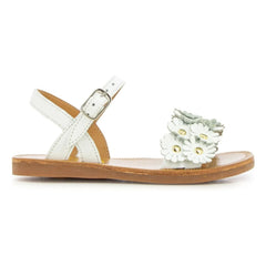 Pom d'Api - Plagette Multi Flo sandaletler | Beyaz saten