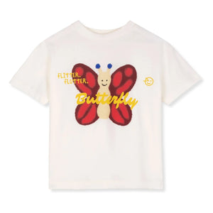 Wynken - Kelebek organik pamuk T-shirt | Ekru