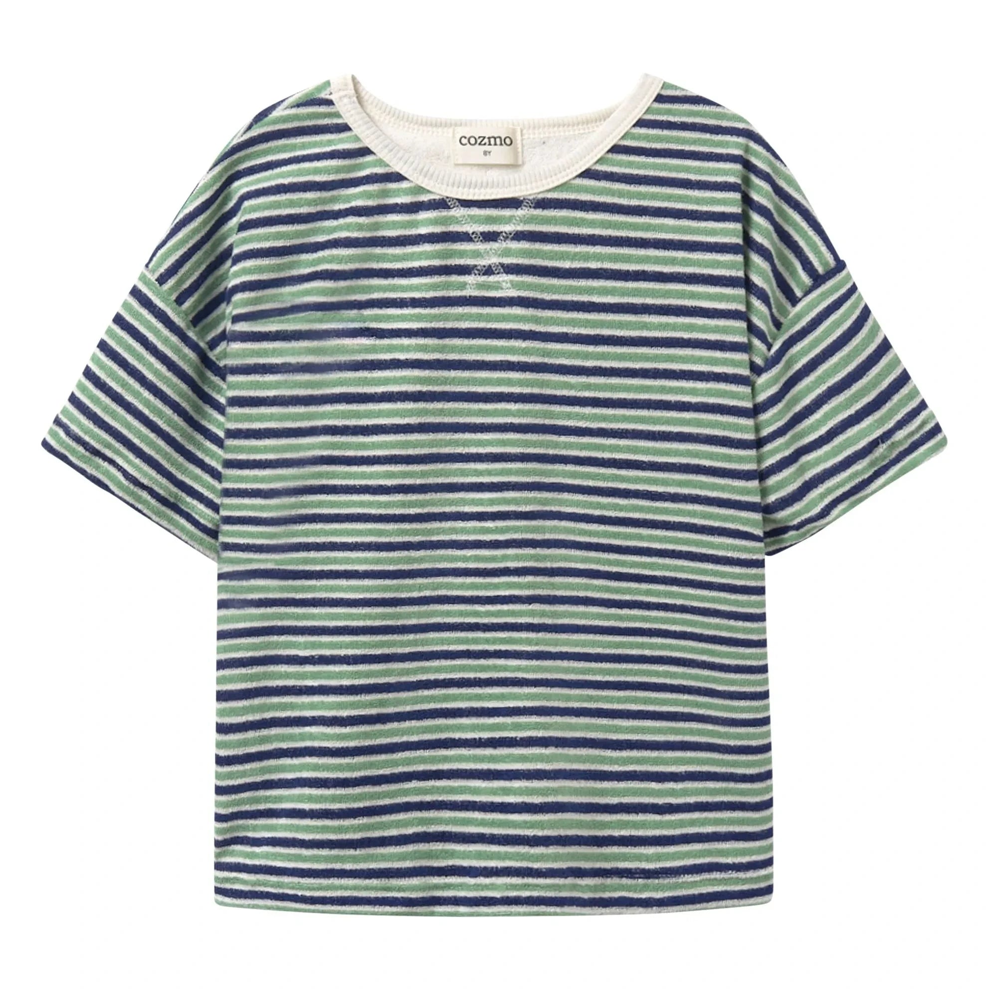 Cozmo - Enea Gestreiftes Handtuch-T-Shirt | Marine