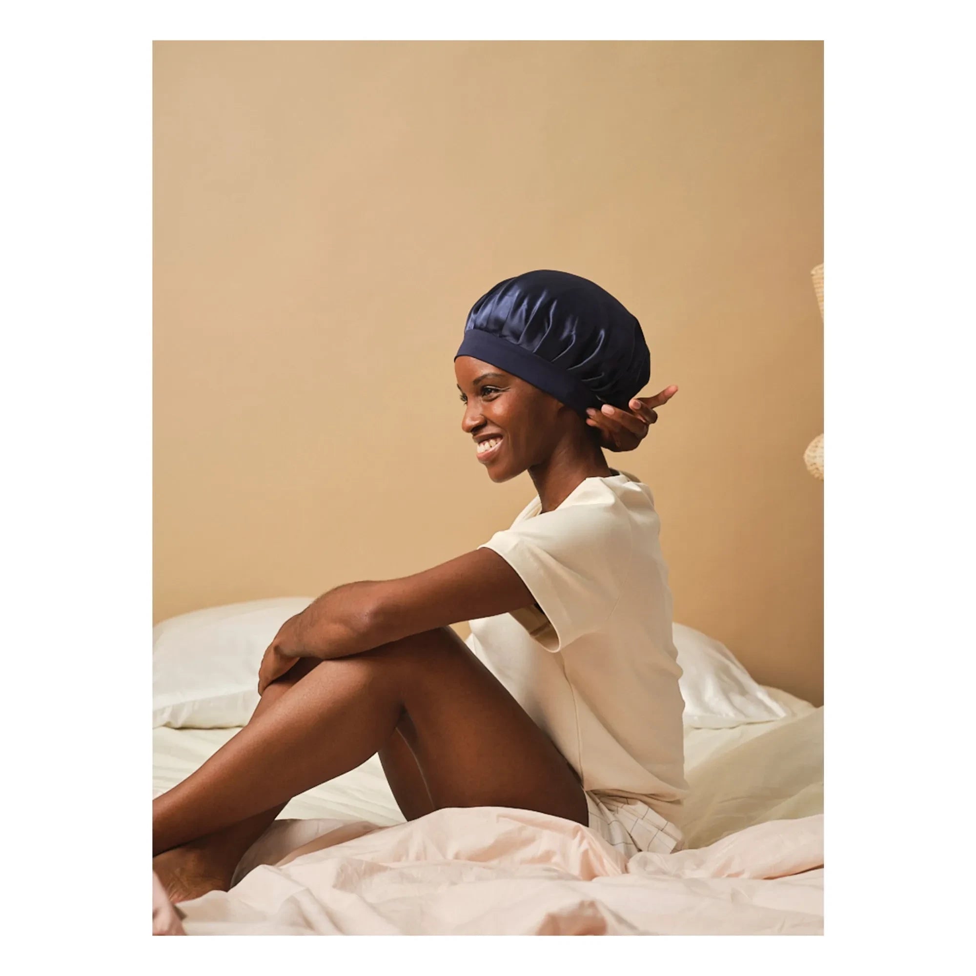 Emily's Pillow - Silk Nightgown Cap | Midnight Blue