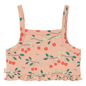 Tinycottons - Cherry organic cotton ruffle top | Pink