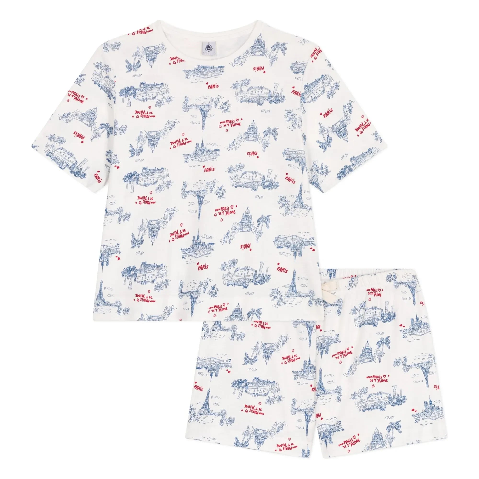 Petit Bateau – Schlafanzug-Shorts aus gerippter Bio-Baumwolle | Ecru
