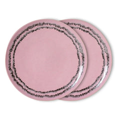 HKliving - Bubble seramik yemek tabakları - 2'li Set | Pembe