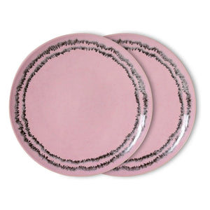HKliving - Bubble seramik yemek tabakları - 2'li Set | Pembe