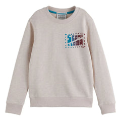 Scotch & Soda - Artwork Logo Sweat Organik pamuk | Heather white