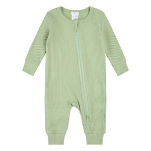 Petit Lem - Organic cotton and Modal ribbed footless pajamas | Green
