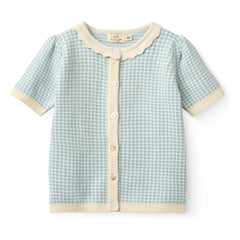 Copenhagen Colors – Kurzärmliger Jacquard-Cardigan aus Bio-Baumwolle | Hellblau