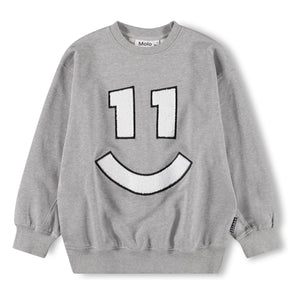 Molo - Magni sweatshirt n°11 Smile Organik pamuk | Gri melanj