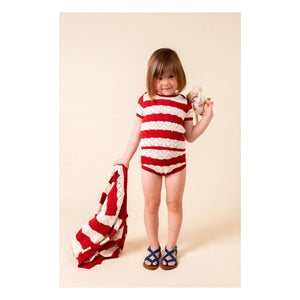 birinit - Pointelle Chili Striped T-Shirt | Red