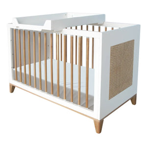 Théo - Nami Sedir ve Rattan Örgü Bebek Yatağı 60x120cm | Beyaz