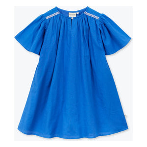 Arsène et Les Pipelettes - Organic Cotton Voile Ruffled Dress | Azure Blue