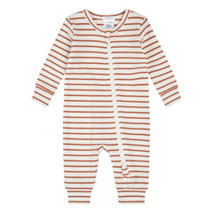 Petit Lem - Striped Corduroy Organic Cotton and Modal Footed Pajamas | Clay