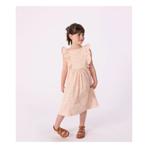 Petit Bateau – Geringeltes Kleid aus Bio-Baumwollpopeline | Koralle
