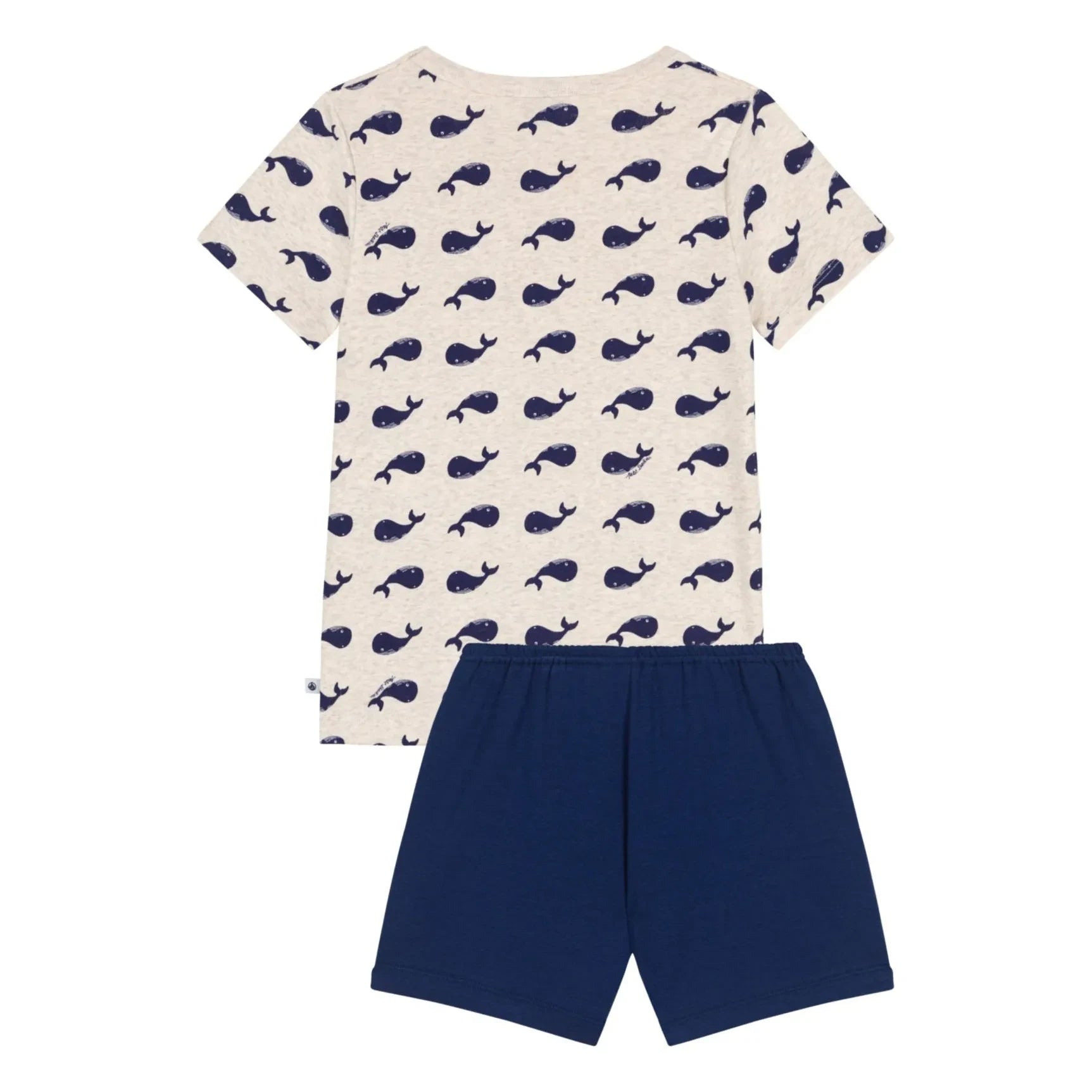 Petit Bateau - Schlafanzug mit Walmuster und Shorts | Melierter Beige