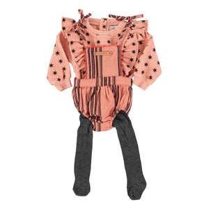 Piupiuchick – Gestreiftes Sweatshirt Sterne Bio-Baumwolle | Koralle