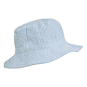 Liewood - Damon Ters Çevrilebilir Çizgili Organik Pamuklu Bob Şapka | Mavi