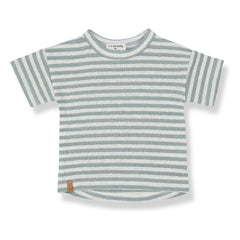 1+ in the family - Saus Gestreiftes Leinen-T-Shirt | Grünes Wasser