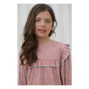 Lililotte - Blouse Bianca Fleurie Organik Pamuk | Toz Pembe